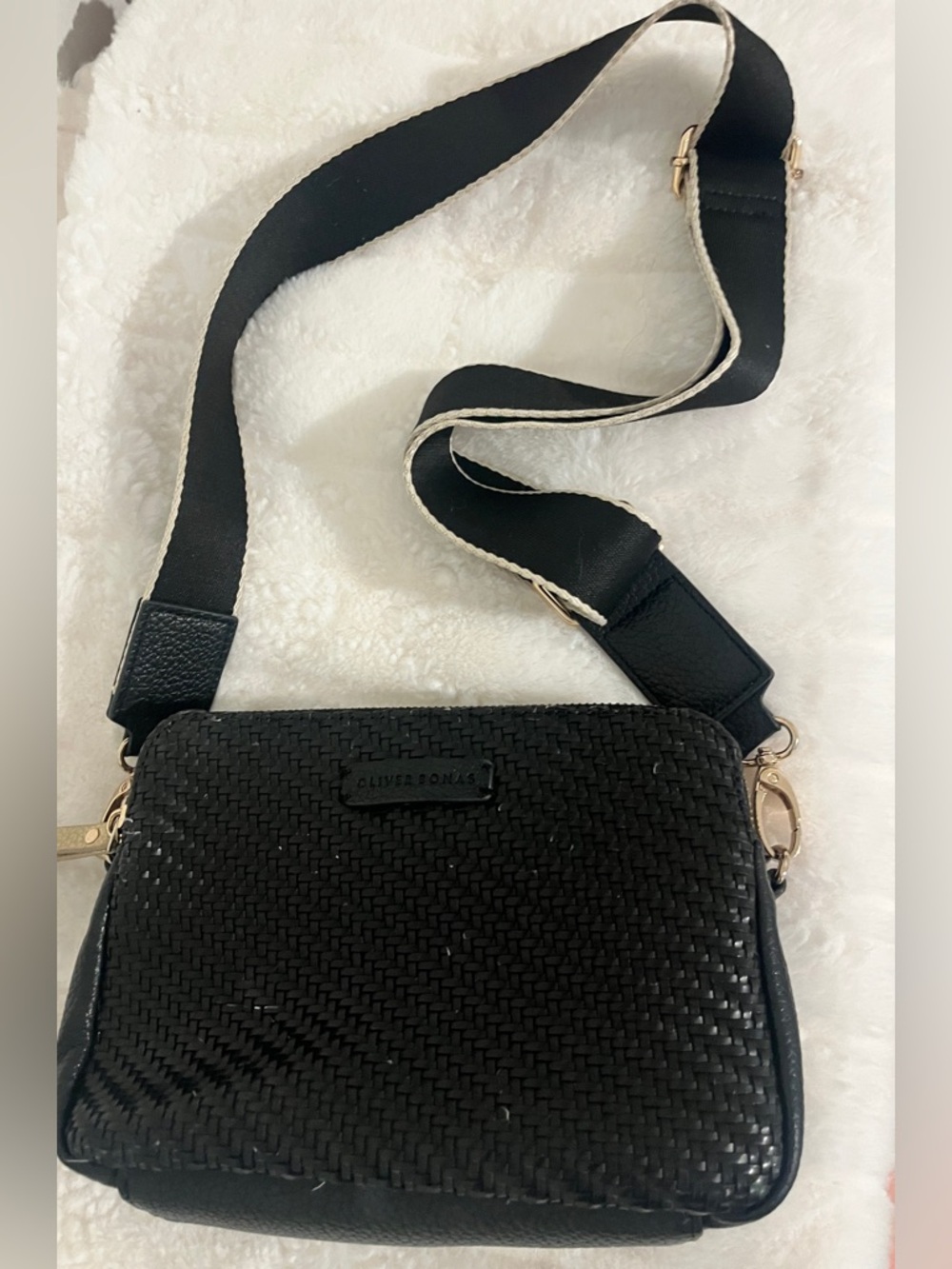 Black Oliver Bonas Woven Crossbody Bag